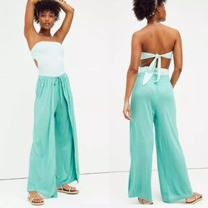 NWT Free People Green Chiara Viscose/Linen Wide Leg Pants